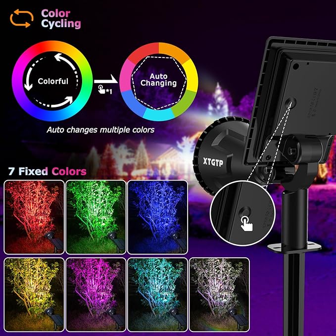 Solar Spotlights Outdoor Color Changing, 180°Adjustable Flag Pole Lights - Image 3