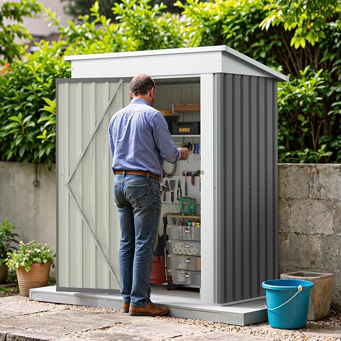 Greesum 5×3 FT Outdoor Storage Shed, Metal Storaged Sheds Without Floor - Image 7