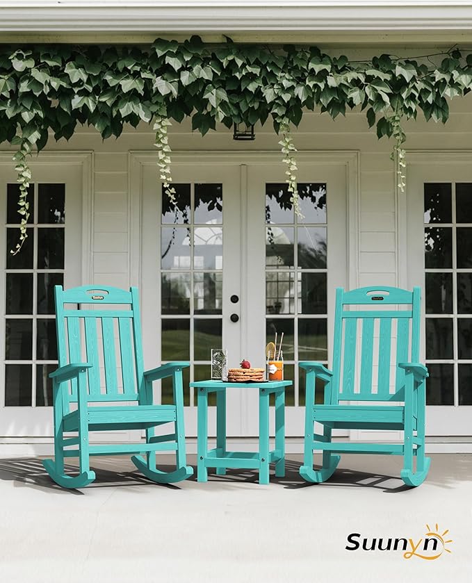 Oversized Outdoor Rocking Chair, High Back Porch Rocker Chair, HDPE All Weather - Image 2