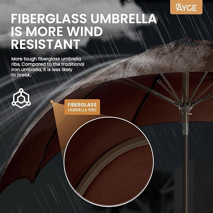 Ayge 9FT Large Outdoor Patio Umbrella Market Table Umbrella-UV Resistant - Image 2