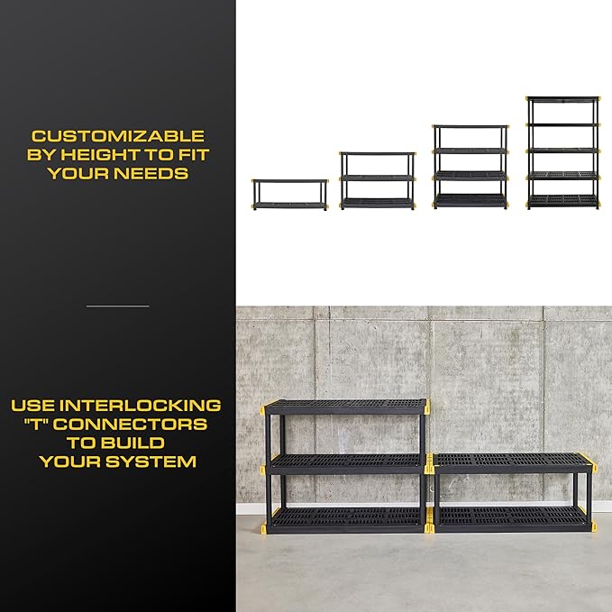 CX Black & Yellow, 5-Tier Heavy Duty Plastic Storage Shelves that Support up to - Image 7
