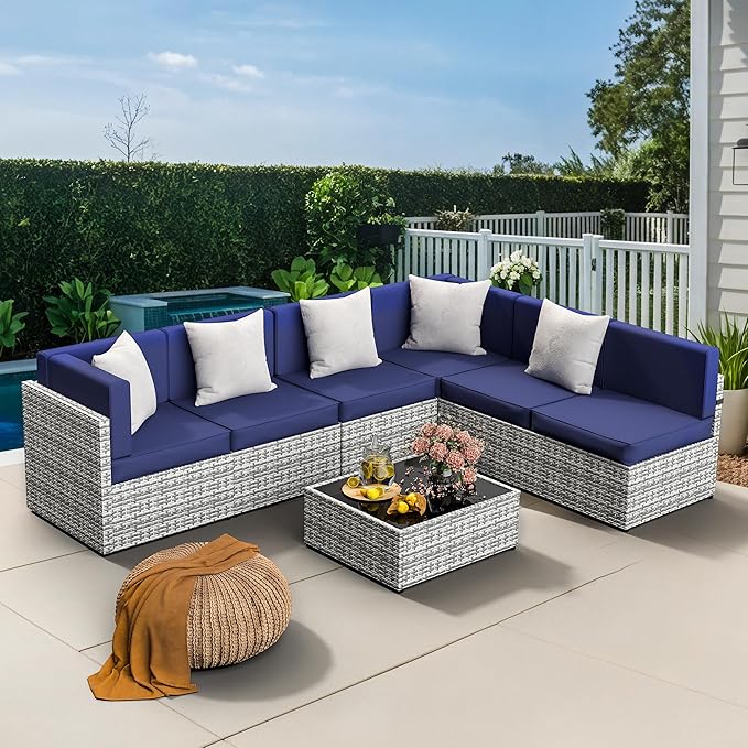 Pamapic 7 Piece Outdoor Sectional Sofa Set, All-Weather Patio Furniture - Image 2