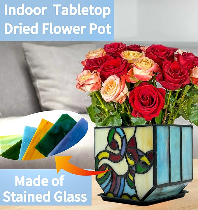 Stained Glass Cat Pot with Drainage, Cute Planters - Image 4