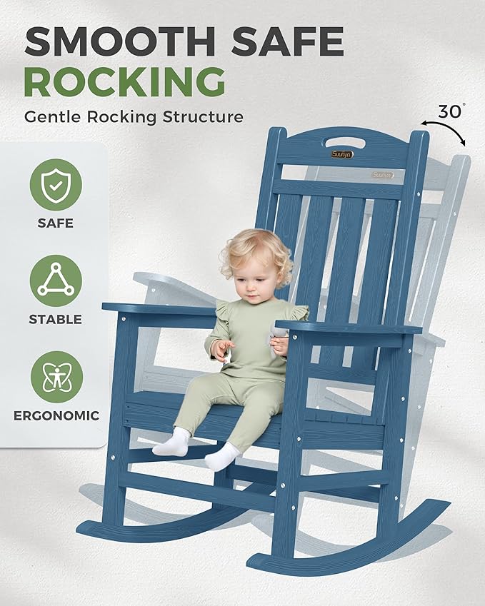 Oversized Outdoor Rocking Chairs Set of 2, High Back Outdoor Rocker Chair - Image 4