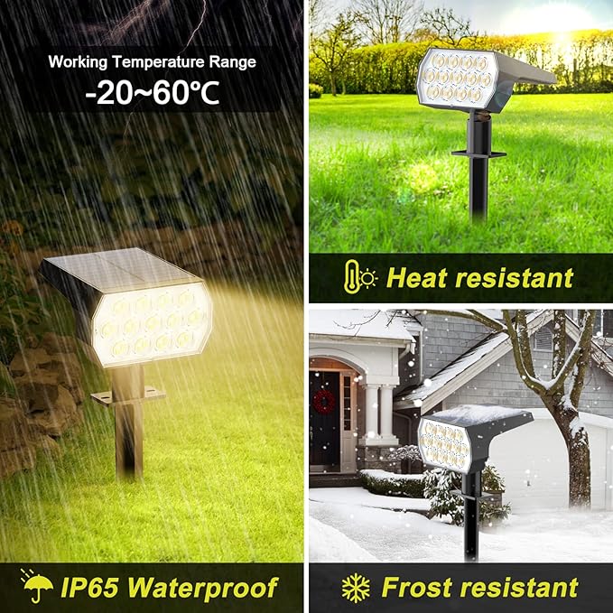 Solar Spot Lights Outdoor 8 Pack, IP65 Waterproof Solar Landscape Spotlights - Image 6