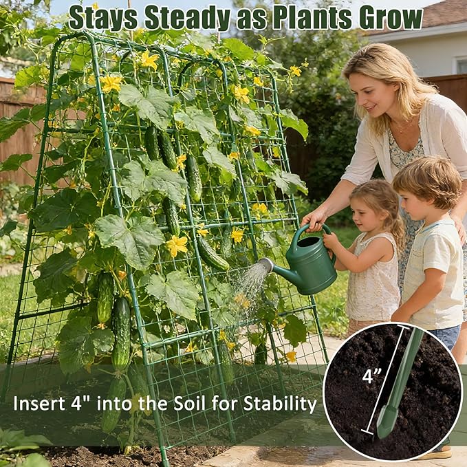 Miory Cucumber Trellis for Raised Beds, 48 x 63 Inch Metal U-Frame Garden - Image 7