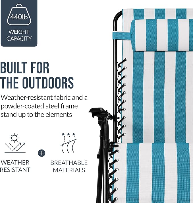 Best Choice Products Set of 2 Extra Wide Adjustable Steel Mesh Zero Gravity - Image 6
