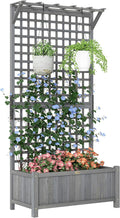 Outsunny Wood Planter with Trellis, Raised Garden Bed by Outsunny