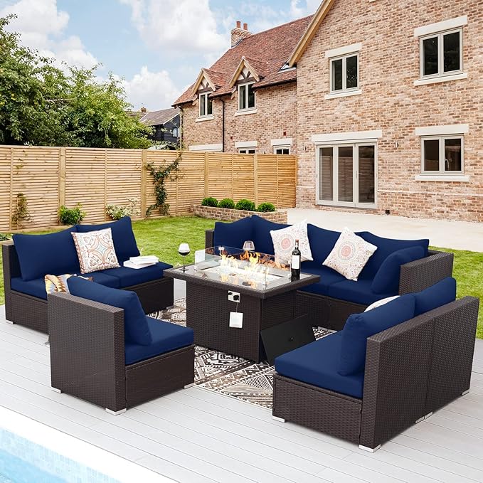 NICESOUL Large Size 9 Pcs Outdoor Patio Sectional Sofa Set by NICESOUL