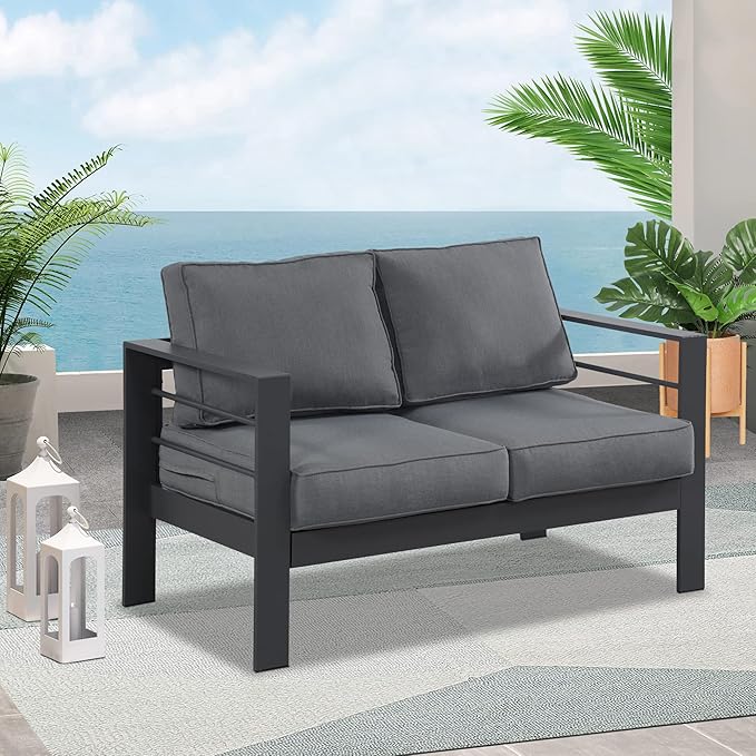 Wisteria Lane Patio Furniture Aluminum Loveseat, All-Weather Outdoor 2 Seats - Image 8