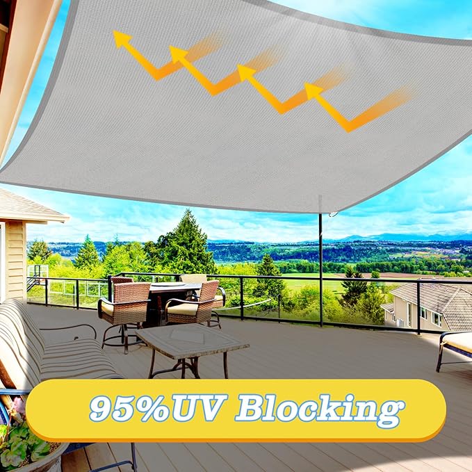 HappyTrends Sun Shade Sail, Heavy Duty UV Protection Beach Shade Canopy Wind - Image 3