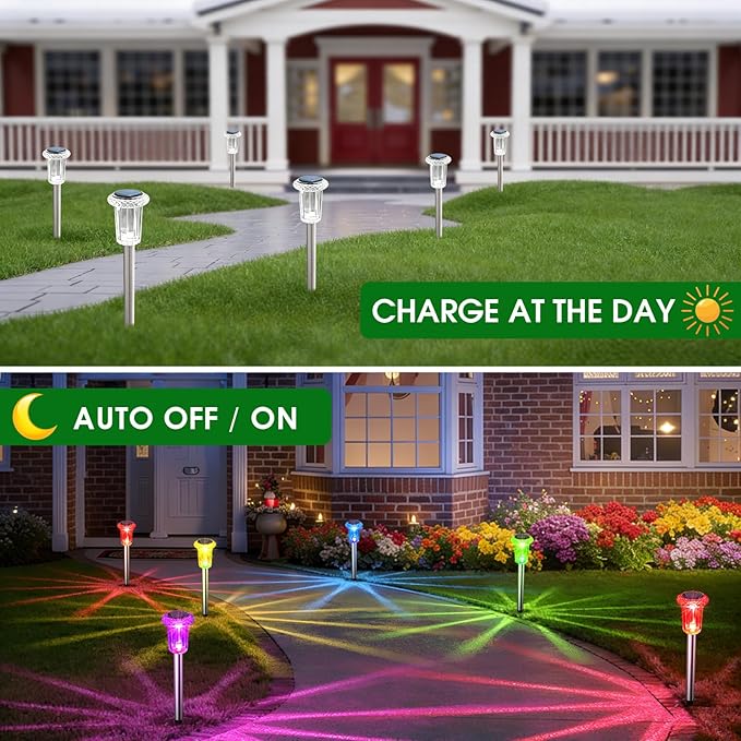 Solar Outdoor Lights, 10 Pack Solar Pathway Lights Outdoor Waterproof, - Image 7