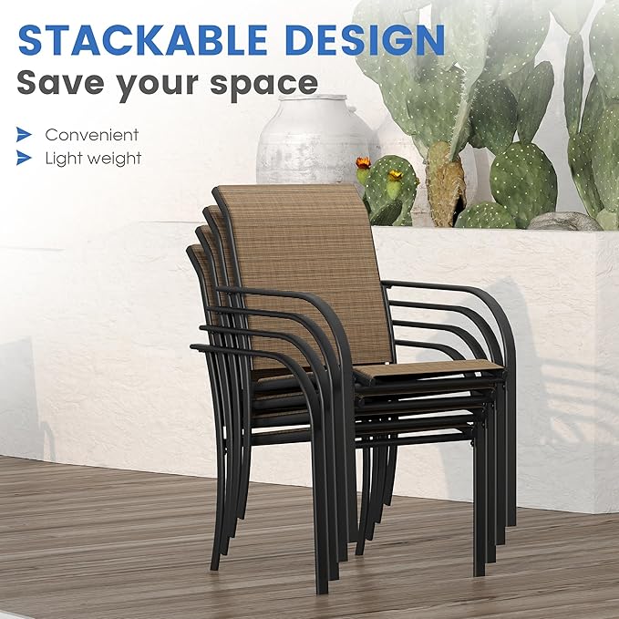 VICLLAX Patio Table and Chair Set of 4, All Weather Metal Round Outdoor Dining - Image 3