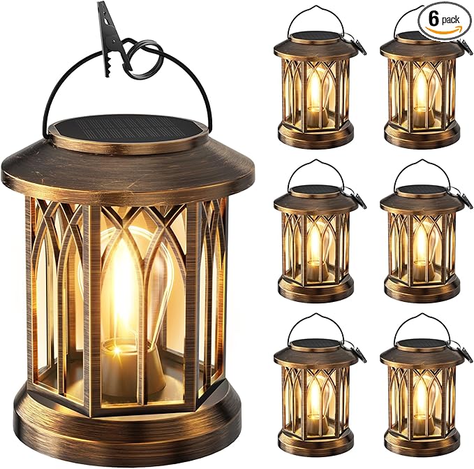 WdtPro Solar Lanterns Outdoor Lights, 6 Pack Bright Lanterns Outdoor Waterproof by WdtPro