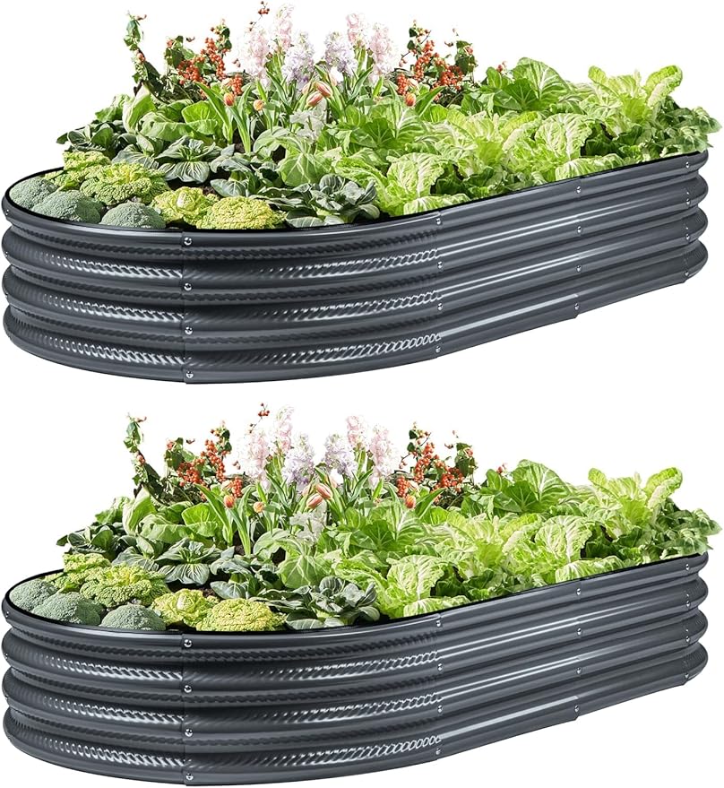 2 Pack Raised Garden Bed Kits, Easy Assembly Metal Raised Bed by Gartist