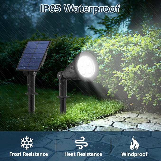 T-SUNUS Christmas Solar Powered LED Spot Light White 6000K, Separated Panel - Image 4