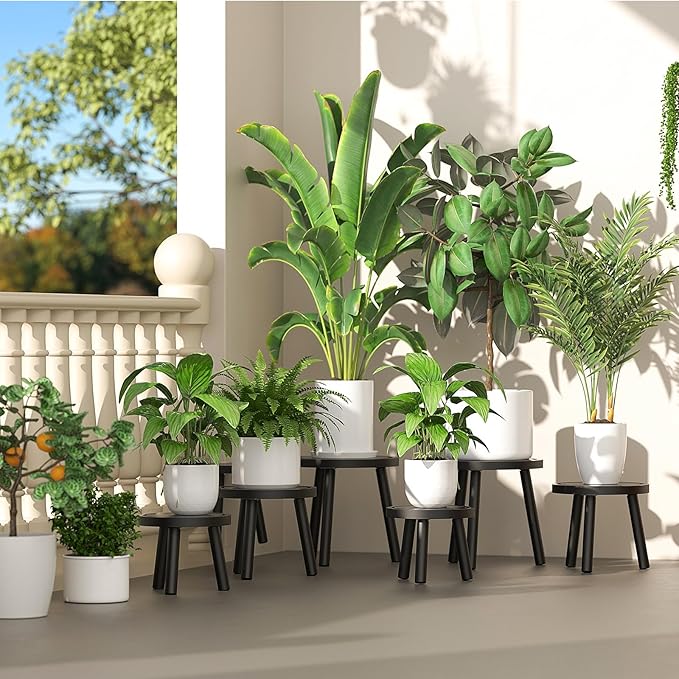 3-Pack Wood Plant Stands Indoor, Single Plant Stand - Image 2