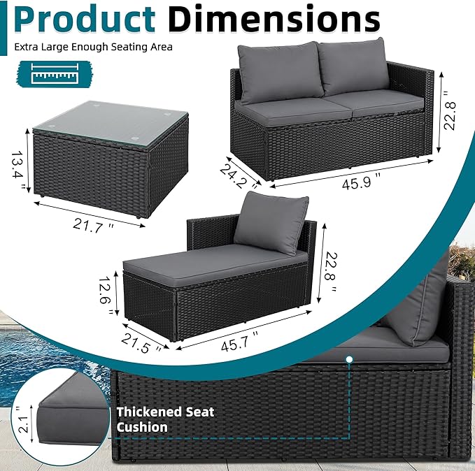 3-Piece Outdoor Patio Sectional Sofa Set - Image 2