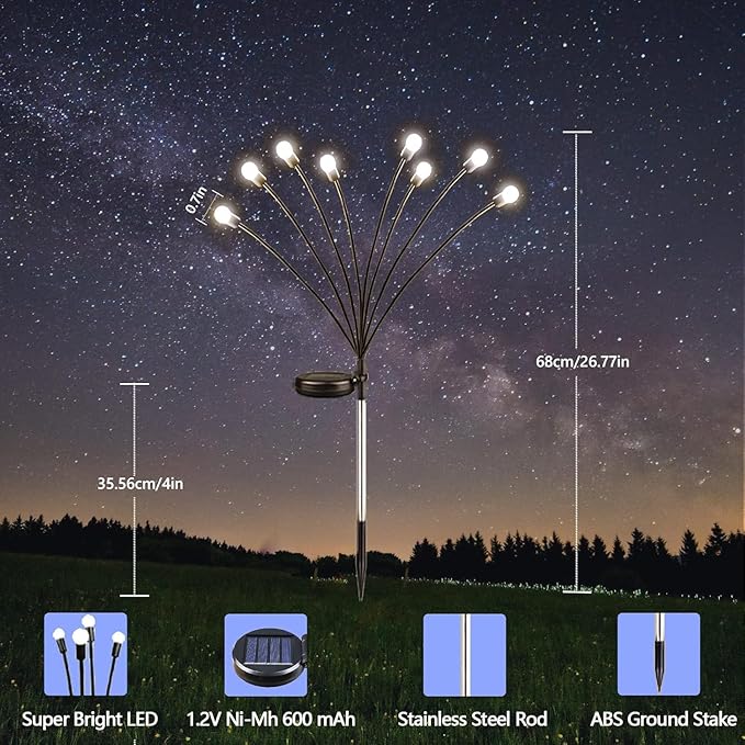6-Pack Garden Solar Lights, 48 LED Solar Lights Outdoor - Image 2