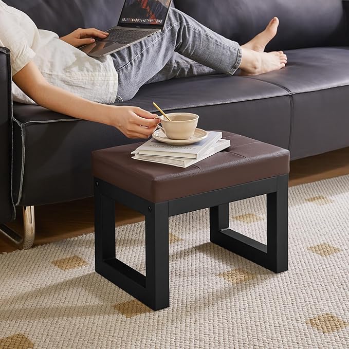 IBUYKE 16 Inch Small Foot Stool Ottoman, Rectangle PU Faux Leather Foot Rest - Image 7