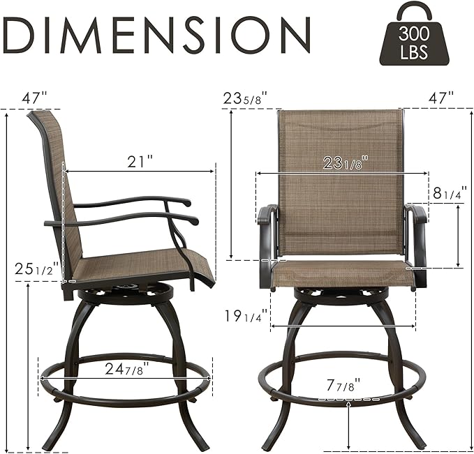 Kozyard Isabella Outdoor Swivel Bar Stools, Counter Height Patio Swivel Chairs - Image 2