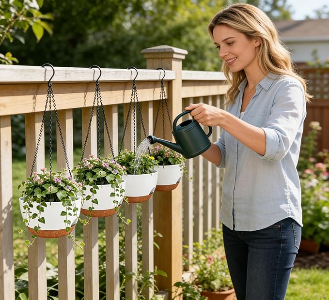 Set of 2-8 Inch Self Watering Hanging Planters - Image 3