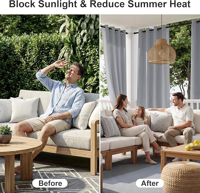 RYB HOME Outdoor Curtains for Patio - Image 2