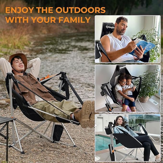 KingCamp Hammock Chair with Footrest – Heavy Duty Swinging Rocking Camping - Image 8