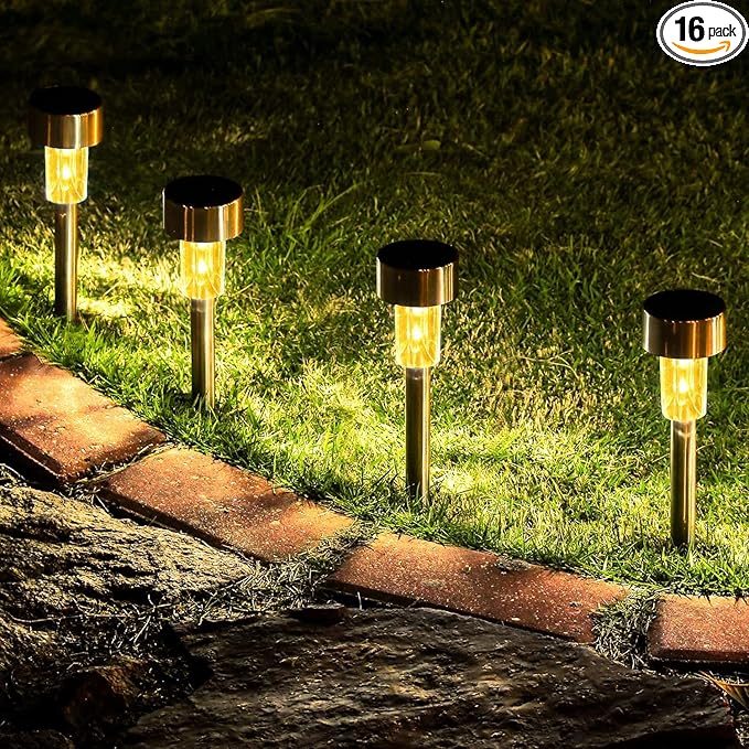 GIGALUMI 16 Pack Solar Path Lights Outdoor, Solar Lights Outdoor Waterproof by GIGALUMI