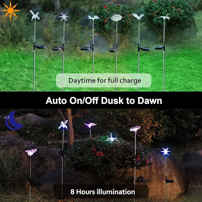 Glintoper 6 Pack Solar Garden Stake Lights Outdoor, Solar Butterfly Figurine - Image 3