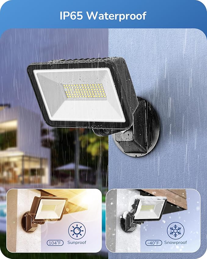 EDISHINE 10000LM LED Flood Light Outdoor, 2 Pack 73W Outdoor Security Light - Image 6