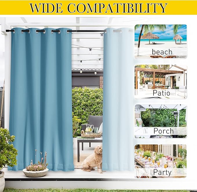 NICETOWN 2 Panels Gazebo Curtains Outdoor Waterproof & Windproof, Top and - Image 6
