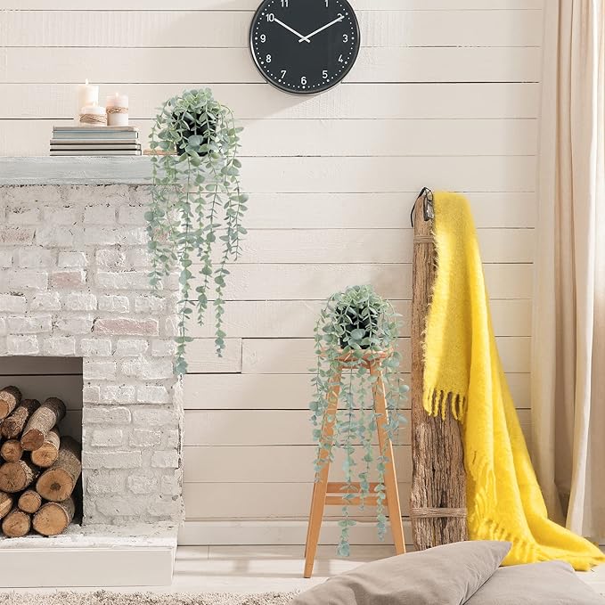 COCOBOO 2 Pcs Artificial Eucalyptus Plants Shelf Hanging Fake Plant in Pot - Image 4