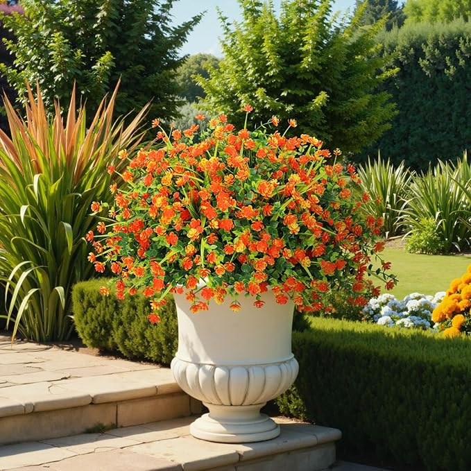20 Bundles Artificial Flowers for Outdoors Fake Plastic Flowers UV Resistant - Image 4