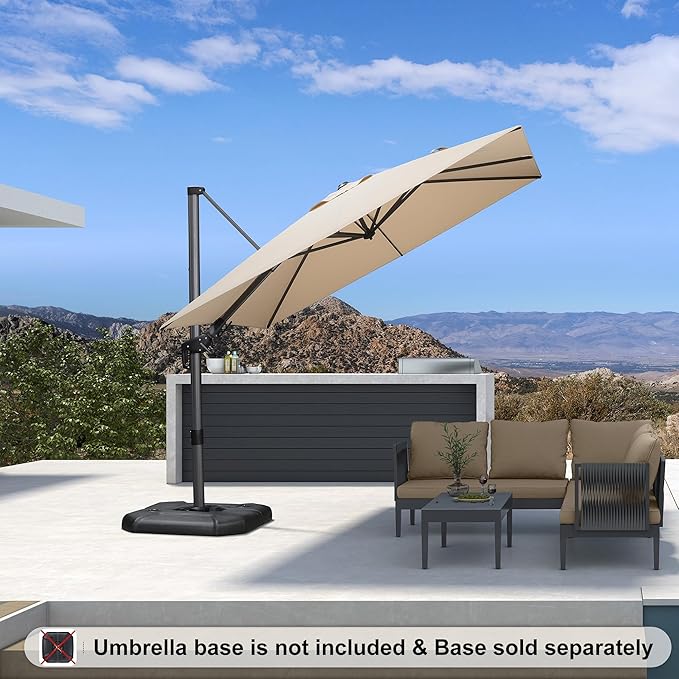 PURPLE LEAF 8.8' X 8.8' Left-right Tilt Patio Umbrella Outdoor Cantilever - Image 2