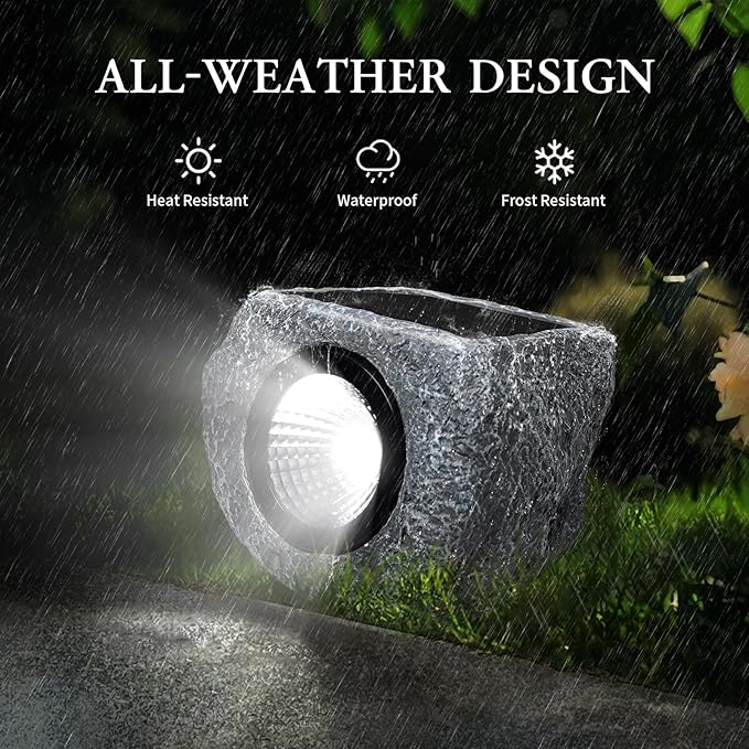 Solar Rock Lights Outdoor 1 Pack, Bright Solar Spotlights Outdoor Waterproof - Image 3