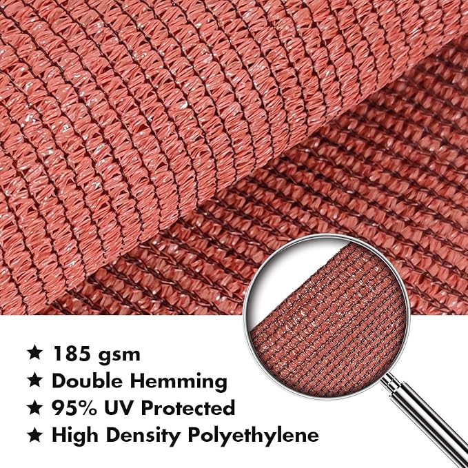 KANAGAWA Sun Shade Sail Curved 24'X24' Rust Red Rectangle Outdoor Shade Cover - Image 6