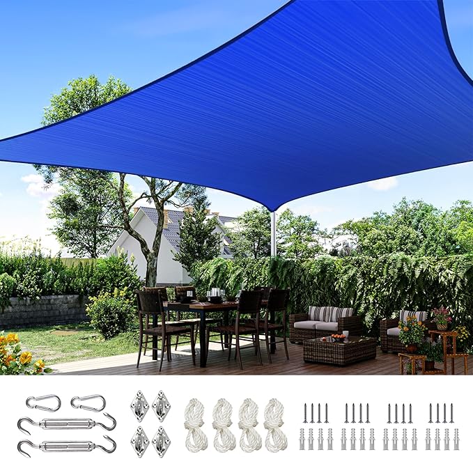 Quictent 24X24FT 185 GSM HDPE Square Sun Shade Sail Canopy 98% Sun Block by QUICTENT