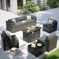Aoxun Patio Furniture Set with Fire Pit Table, 8 Piece Outdoor Sectional Sofas by Aoxun