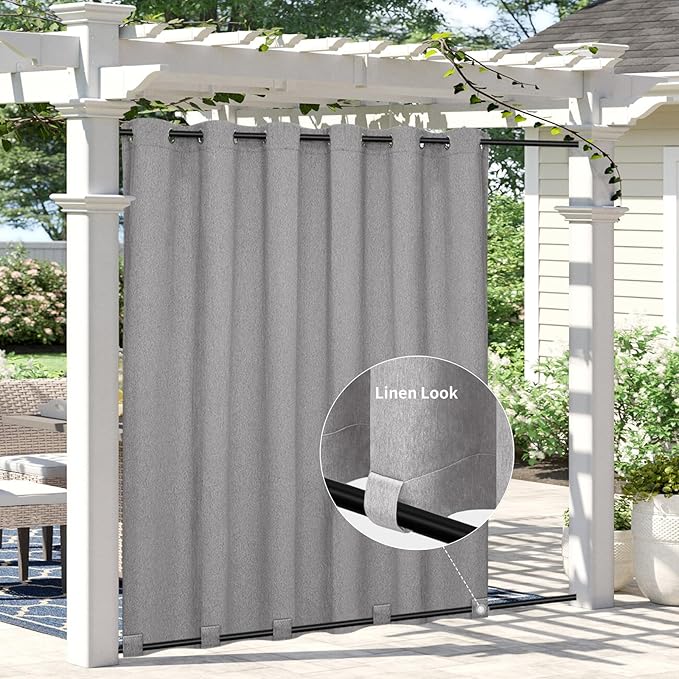 Easy-Going Linen Look Outdoor Curtains Waterproof Windproof Porch Curtains by Easy-Going