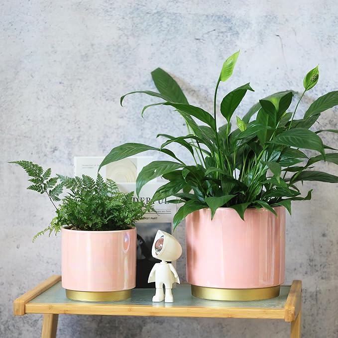 Gepege Pink Indoor Plant Pots for Plants, Ceramic Planter - Image 3