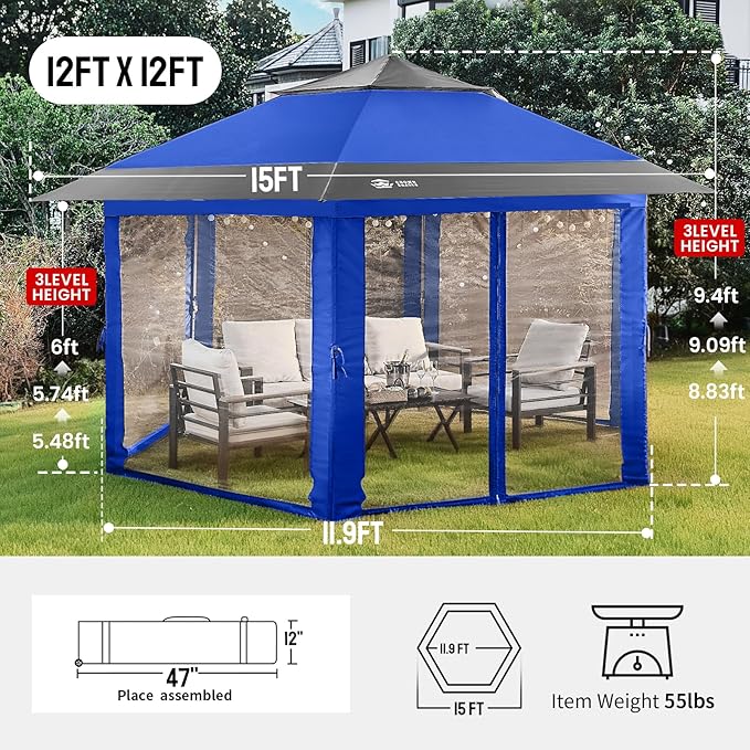 CROWN SHADES 12x12 Pop Up Gazebo - Image 6