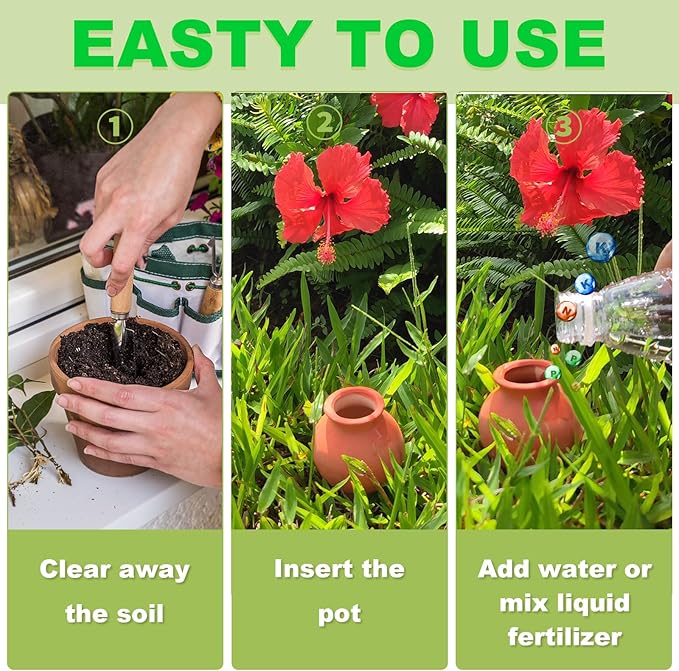 4-Pack Terracotta Self-Watering Spikes | Eco-Friendly Iron-Rich Clay Olla - Image 5