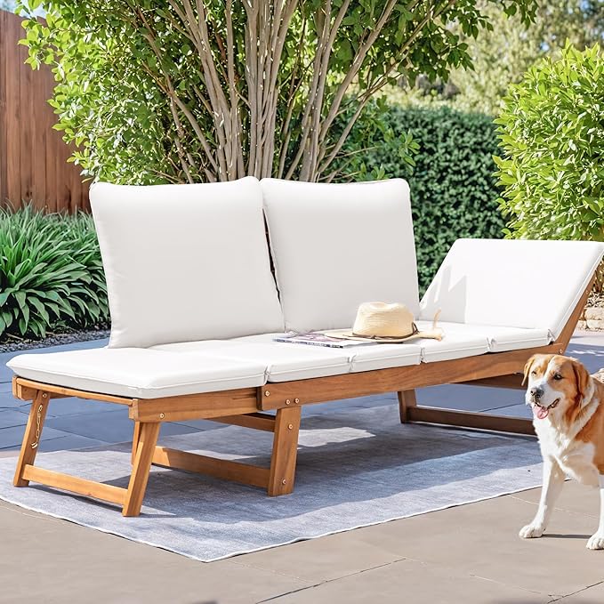 Devoko Outdoor Couch Acacia Wood Patio Couch - Image 6