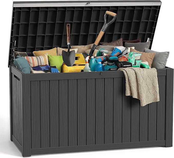 ROJIK Outdoor Storage Housing Deck Box, Waterproof Patio Furniture, Garden Tools by ROJIK