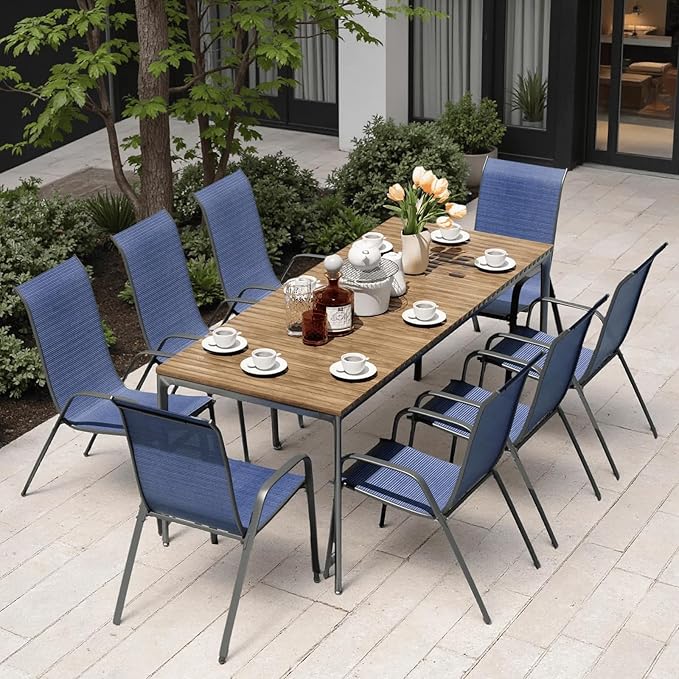 MAMIZO Patio Dining Chairs, Stackable All Weather Teslin Chair, Heavy Duty - Image 9