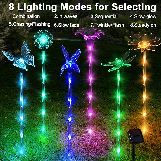 Set of 6 Arcylic Solar Lights for Outside, Solar Powered Garden Decorations - Image 5