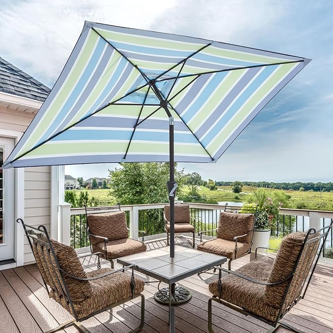 JEAREY 6.5x10 ft Rectangular Patio Umbrellas Rectangle Outdoor Umbrella - Image 6