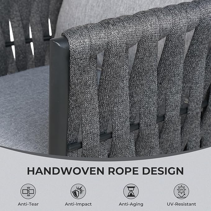 Grand patio Swivel Rope Wicker Chairs Set of 2, Patio Dining Chairs - Image 5