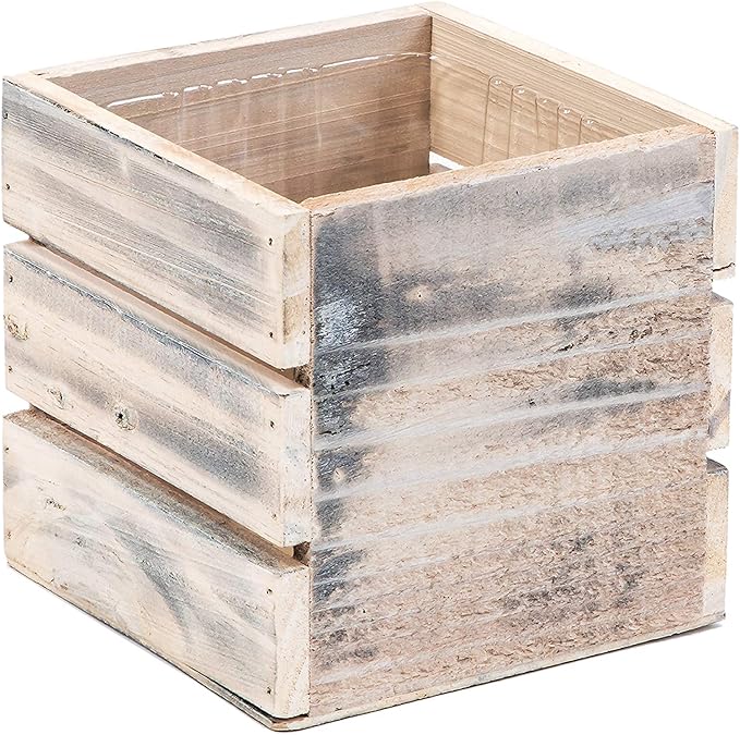 Wood Planter Box with Wine Crate Styled, 5 Inch Square, Plastic Liner, Garden - Image 2